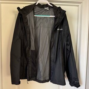 Columbia Black Hooded Rain Jacket